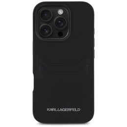 Karl Lagerfeld HC Grained PU dėklas iPhone 16 Pro telefonui – juodas