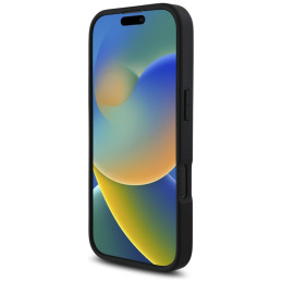 Karl Lagerfeld HC grūdėtas PU metalinis pailgas dėklas iPhone 16 Pro Max - juodas