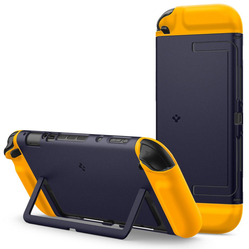 „Spigen Nano Pop“ dėklas, skirtas „Nintendo Switch 2“ – tamsiai mėlynas ir geltonas