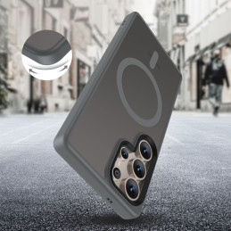 „Tech-Protect MagMat MagSafe“ dėklas, skirtas „Samsung Galaxy S25 Ultra“ – skaidriai pilkas