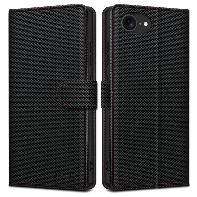 „TECH-PROTECT WALLET RS IPHONE 16E“ JUODA/ RAUDONA „Tech-Protect“ piniginės dėklas, skirtas „iPhone 16e“ – juodas