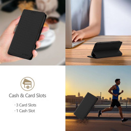 „TECH-PROTECT WALLET RS IPHONE 16E“ JUODA/ RAUDONA „Tech-Protect“ piniginės dėklas, skirtas „iPhone 16e“ – juodas