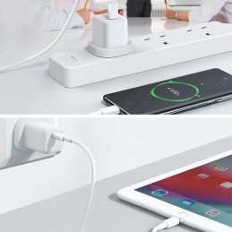 Joyroom USB Type C / USB sieninis įkroviklis 30W Power Delivery Quick Charge 4.5A (JK kištukas) baltas (L-QP303)