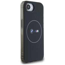 BMW IML metalinis balto apskritimo formos „MagSafe iPhone 16e“ dėklas – juodas