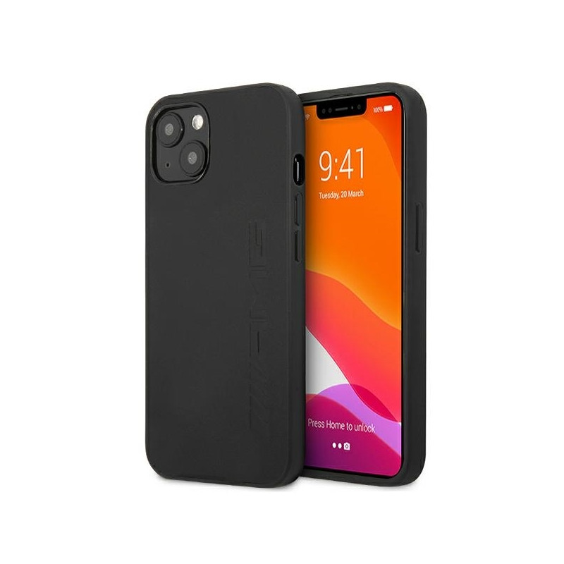AMG Leather Hot Stamped dėklas iPhone 13 mini - juodas