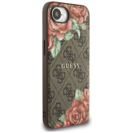 „Guess 4G“ „MagSafe“ dėklas su gėlių raštu, skirtas „iPhone 16e“ – rudas