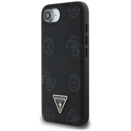 „Guess“ grūdėto karšto spaudimo „Peony“ trikampio logotipo „MagSafe“ dėklas, skirtas „iPhone 16e“ – juodas
