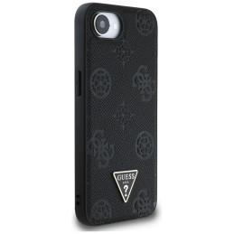 „Guess“ grūdėto karšto spaudimo „Peony“ trikampio logotipo „MagSafe“ dėklas, skirtas „iPhone 16e“ – juodas