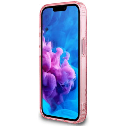 „Guess IML Flowers MagSafe iPhone 16e“ dėklas – rožinis