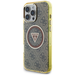 „Guess IML Metal Glitter 4G Circle Triangle MagSafe“ dėklas, skirtas „iPhone 16 Pro Max“ – rudas