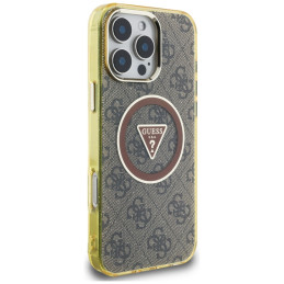 „Guess IML Metal Glitter 4G Circle Triangle MagSafe“ dėklas, skirtas „iPhone 16 Pro Max“ – rudas