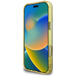 „Guess IML Metal Glitter 4G Circle Triangle MagSafe“ dėklas, skirtas „iPhone 16 Pro Max“ – rudas