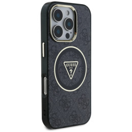 „Guess IML Metal Glitter 4G Circle Triangle MagSafe“ dėklas, skirtas „iPhone 16 Pro Max“ – juodas