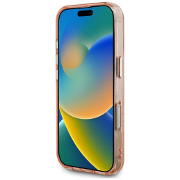 „Guess IML Metal Glitter 4G Circle Triangle MagSafe“ dėklas, skirtas „iPhone 16 Pro“ – rožinis