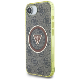 „Guess IML Metal Glitter 4G Circle Triangle MagSafe“ dėklas, skirtas „iPhone 16e“ – rudas