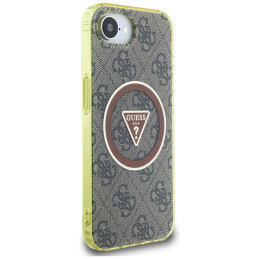 „Guess IML Metal Glitter 4G Circle Triangle MagSafe“ dėklas, skirtas „iPhone 16e“ – rudas