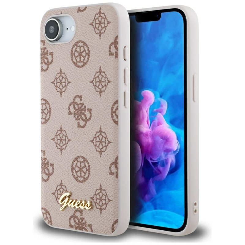„Guess Peony Script Logo MagSafe iPhone 16e“ dėklas – rudas