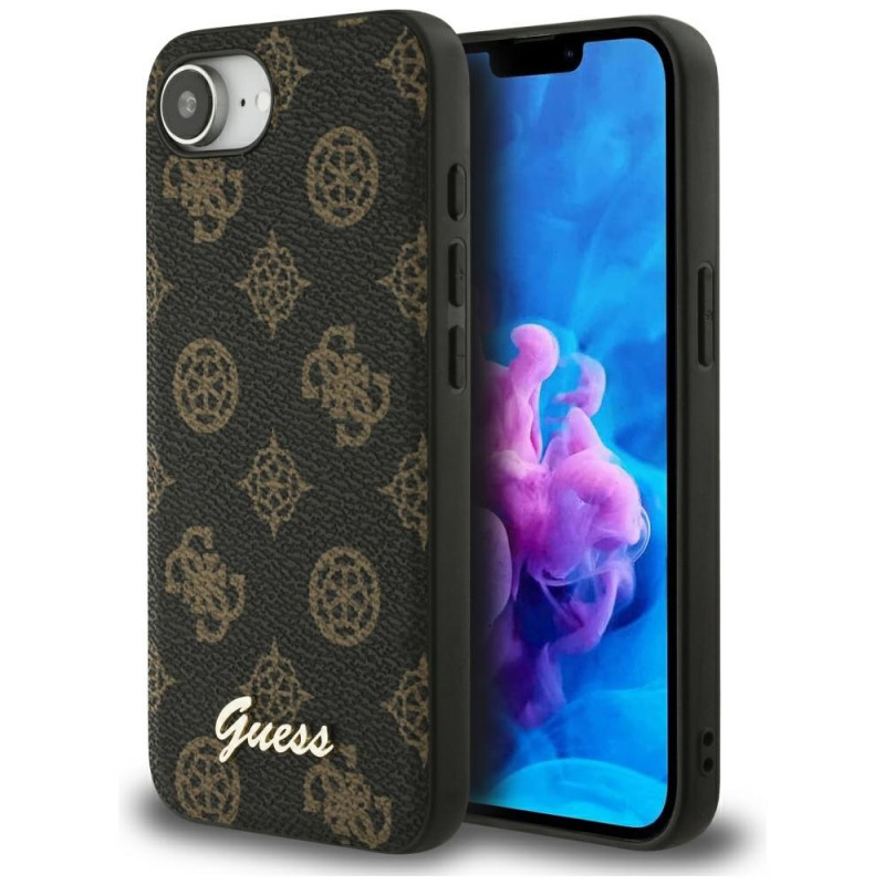 „Guess Peony Script Logo MagSafe iPhone 16e“ dėklas, juodas