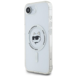 Karl Lagerfeld IML metalinis „Choupette Head“ „MagSafe iPhone 16e“ dėklas – baltas