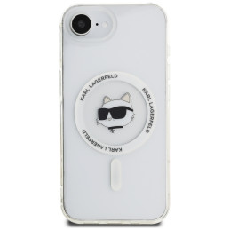 Karl Lagerfeld IML metalinis „Choupette Head“ „MagSafe iPhone 16e“ dėklas – baltas