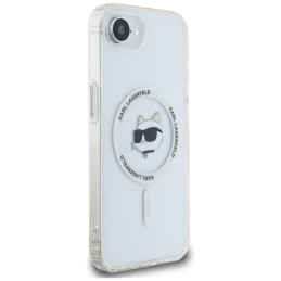 Karl Lagerfeld IML metalinis „Choupette Head“ „MagSafe iPhone 16e“ dėklas – baltas