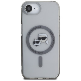 Karl Lagerfeld IML metalinis Karl & Choupette Heads MagSafe iPhone 16e dėklas – juodas