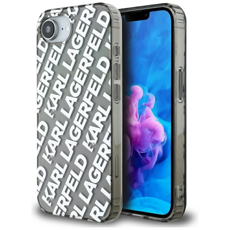 „Karl Lagerfeld IML Repeat Logo“ dėklas, skirtas „iPhone 16e“ – sidabrinis