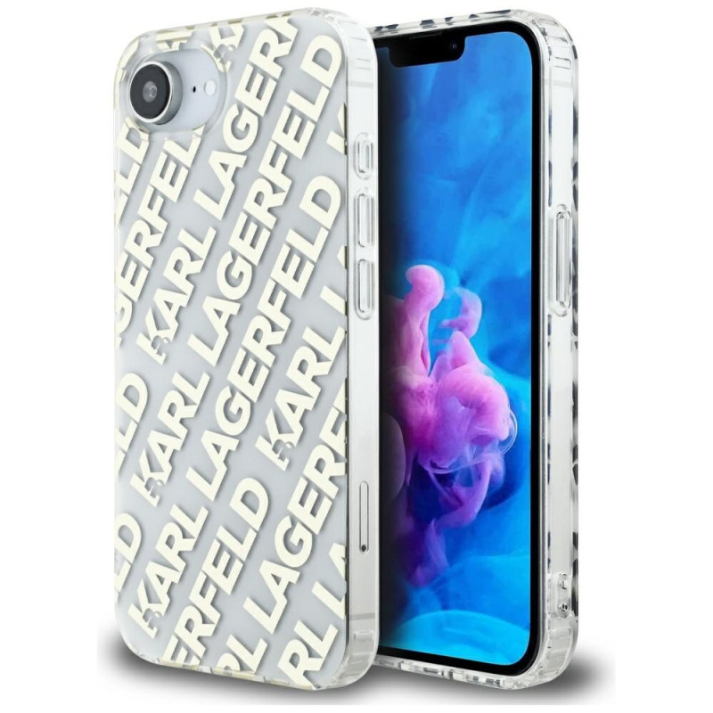 Karl Lagerfeld IML Repeat Logo iPhone 16e dėklas – auksinis