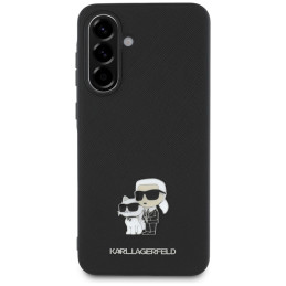 Karl Lagerfeld Saffiano dėklas su K&C metaliniu logotipu, skirtas Samsung Galaxy A56 - juodas
