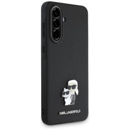Karl Lagerfeld Saffiano dėklas su K&C metaliniu logotipu, skirtas Samsung Galaxy A56 - juodas