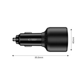 CC04 3 prievadų PD130W automobilinis įkroviklis – juodas