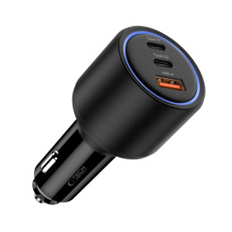 CC04 3 prievadų PD175W automobilinis įkroviklis – juodas