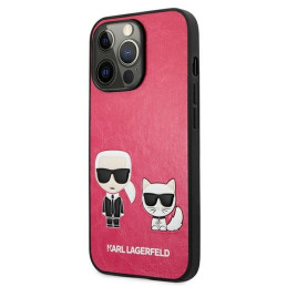 Karl Lagerfeld Ikonik Karl&Choupette dėklas, skirtas iPhone 13 Pro / iPhone 13 - fuksija