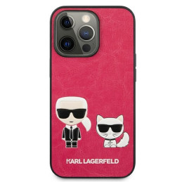 Karl Lagerfeld Ikonik Karl&Choupette dėklas, skirtas iPhone 13 Pro / iPhone 13 - fuksija