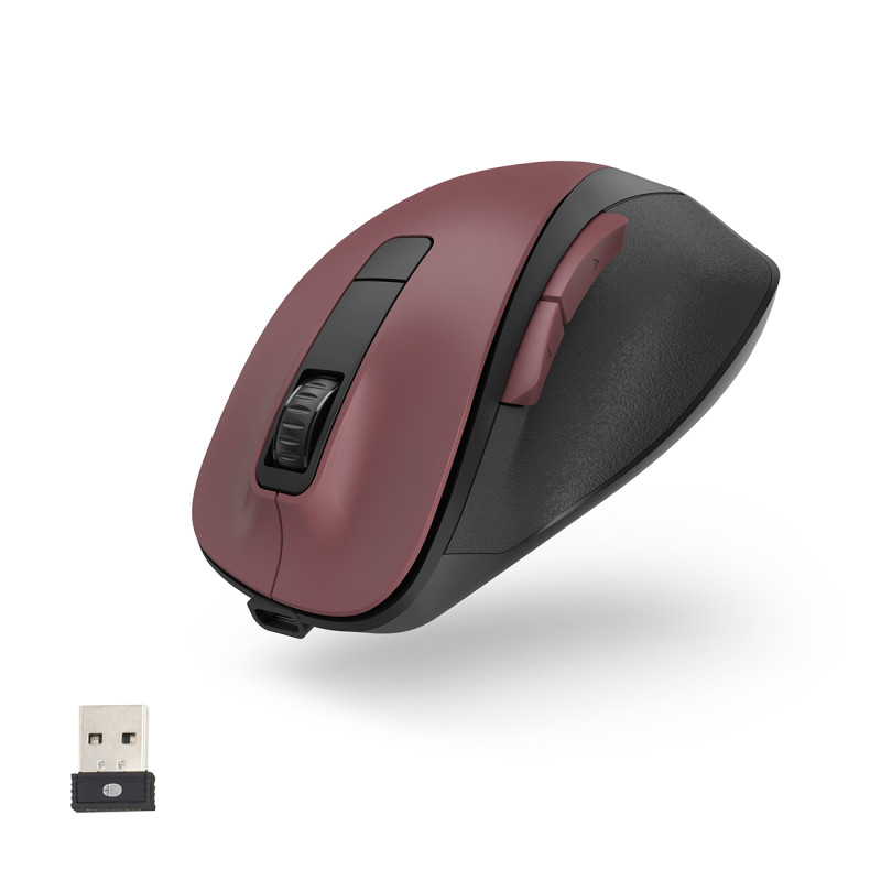 Hama MW-500 V2 belaidė pelė su baterija - bordo spalvos