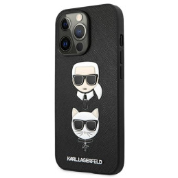 Karl Lagerfeld Saffiano Karl&Choupette dėklas, skirtas iPhone 13 Pro / iPhone 13 - juodas