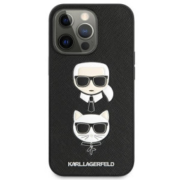 Karl Lagerfeld Saffiano Karl&Choupette dėklas, skirtas iPhone 13 Pro / iPhone 13 - juodas