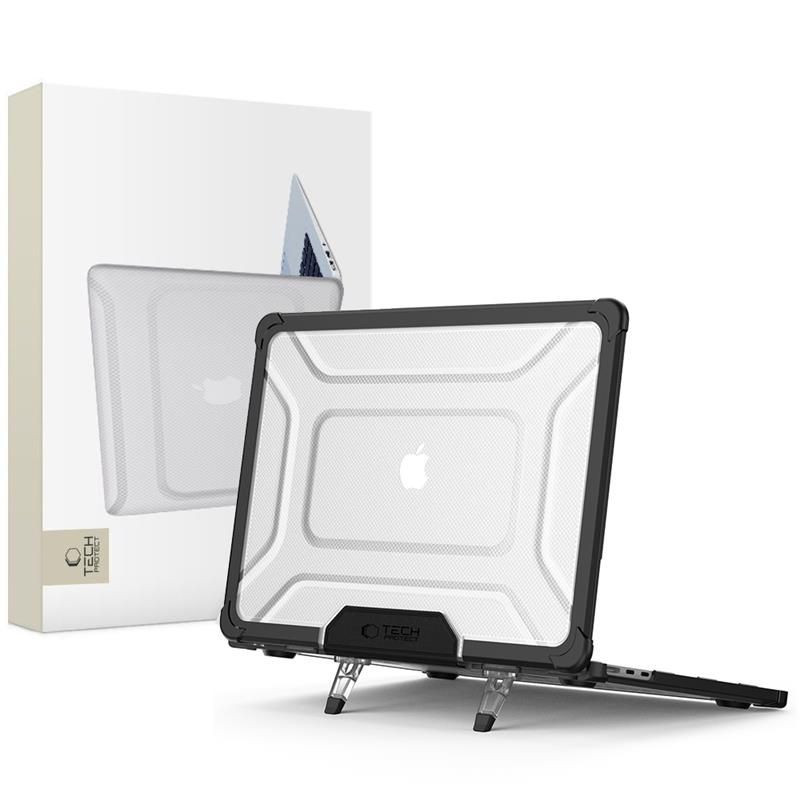 „Tech-Protect SmartShell Pro“ dėklas, skirtas „MacBook Air 15“ (2023–2025 M2 / M3 / M4) – skaidrus ir juodas
