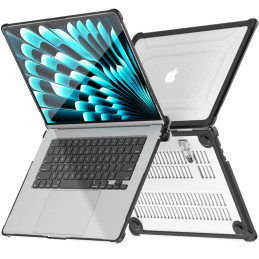 „Tech-Protect SmartShell Pro“ dėklas, skirtas „MacBook Air 15“ (2023–2025 M2 / M3 / M4) – skaidrus ir juodas