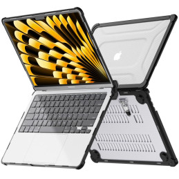 „Tech-Protect SmartShell Pro“ dėklas, skirtas „MacBook Air 13“ (2023–2025 M2 / M3 / M4) – skaidrus ir juodas