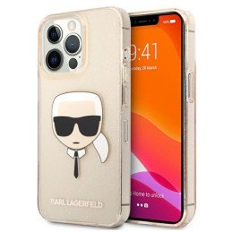 Karl Lagerfeld Glitter Karl& 39 s Head dėklas, skirtas iPhone 13 Pro Max - auksinis