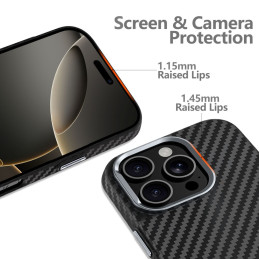 „Tech-Protect Ion Carbon MagSafe iPhone 16 Pro“ dėklas – juodas / pilkas
