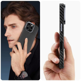 „Tech-Protect Ion Carbon MagSafe iPhone 16 Pro“ dėklas – juodas / pilkas