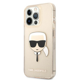 Karl Lagerfeld Glitter Karl& 39 s Head dėklas, skirtas iPhone 13 Pro Max - auksinis