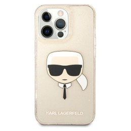 Karl Lagerfeld Glitter Karl& 39 s Head dėklas, skirtas iPhone 13 Pro Max - auksinis