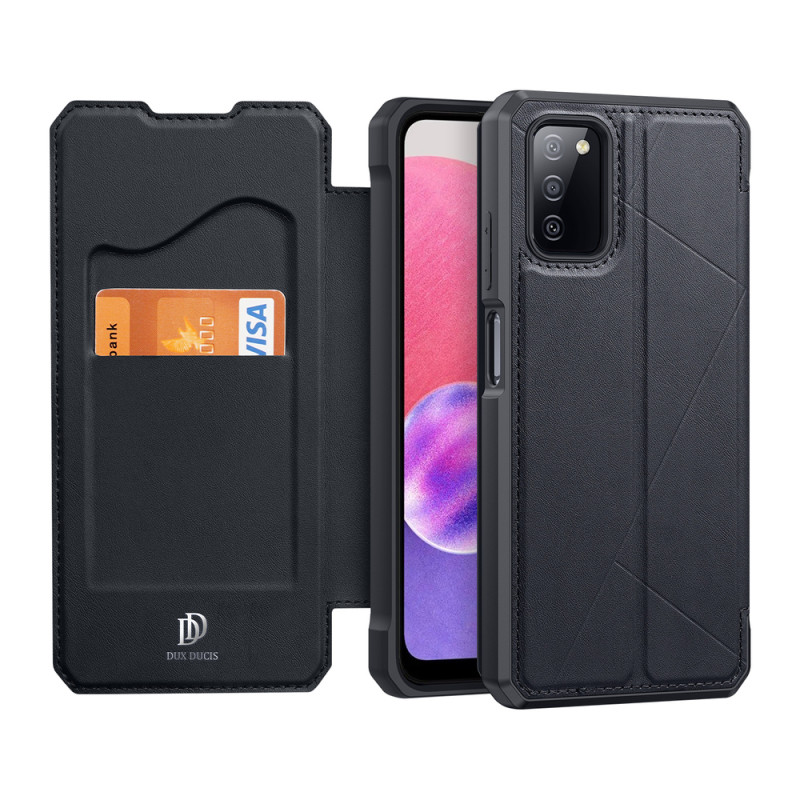 DUX DUCIS Skin X dėklo dėklo dangtelis su atvartu, skirtas Samsung Galaxy A03s juodas