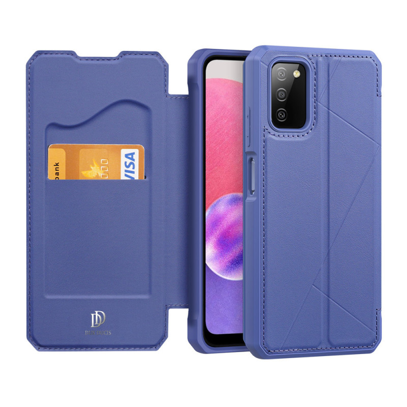 DUX DUCIS Skin X dėklo dėklo dangtelis su atvartu, skirtas Samsung Galaxy A03s mėlynas