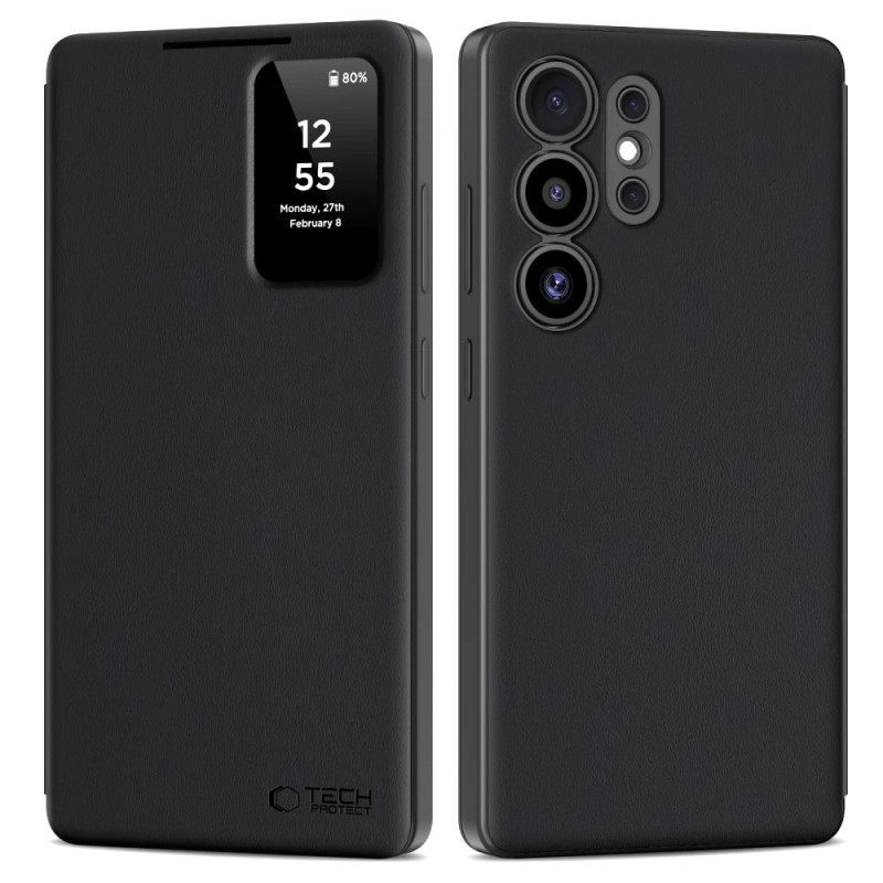 „Tech-Protect“ išmanusis piniginės dėklas, skirtas „Samsung Galaxy S25 Ultra“ – matinės juodos spalvos