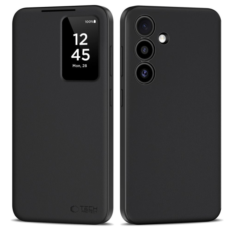 „Tech-Protect“ išmanusis piniginės dėklas, skirtas „Samsung Galaxy S25+“ – matinės juodos spalvos