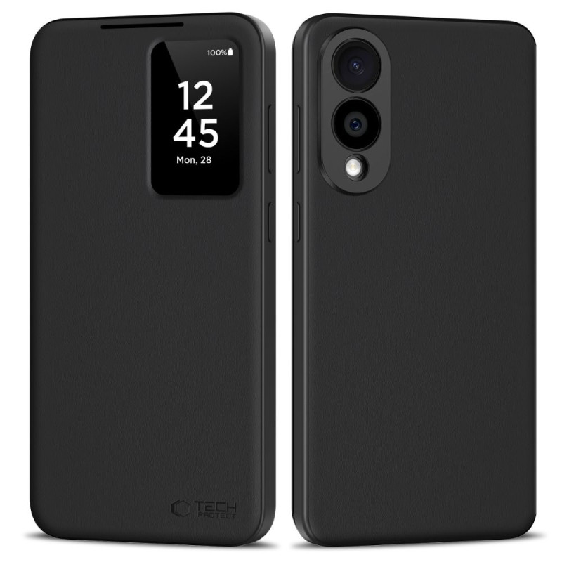 „Tech-Protect“ išmanusis piniginės dėklas, skirtas „Samsung Galaxy S25 Edge“ – matinės juodos spalvos